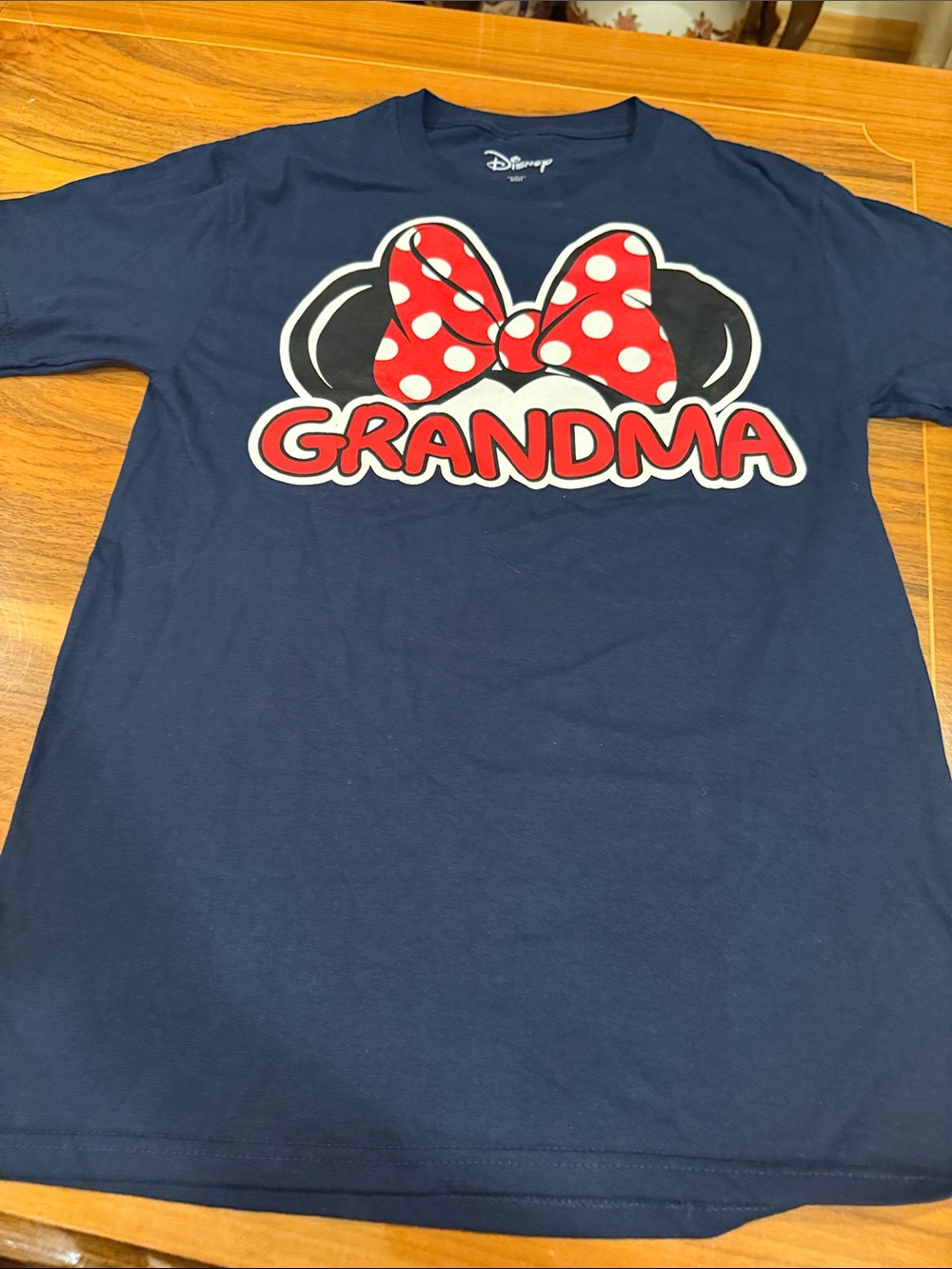 Disney Navy Tee with Red Polka Dot Minnie Bow and GRANDMA Graphic